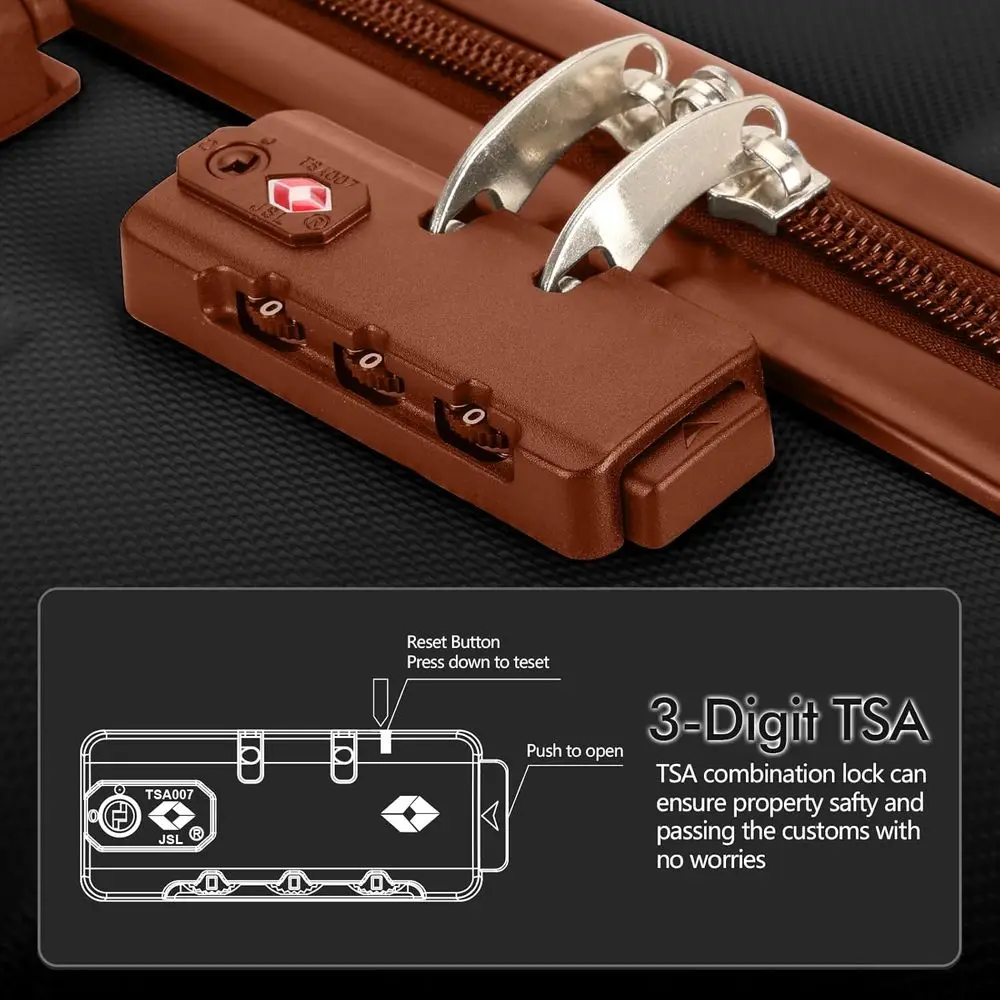 حقيبة ABS متوسطة الحجم مقاس 24 بوصة مع 4 عجلات، قفل TSA، خفيفة الوزن للسفر #5