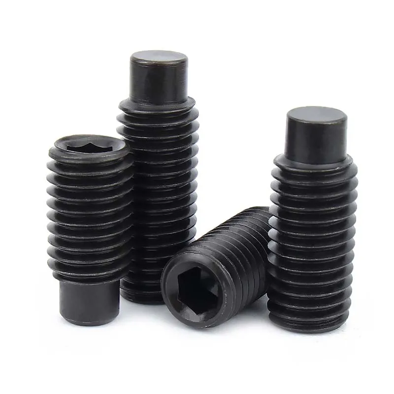 DIN915 Black Grade12.9 Steel Hexagon Socket Set Screw M2.5 M3 M4 M5 M6 M8 M10 M12 M14 M16 Dog Point Grub Convex Headless Bolt