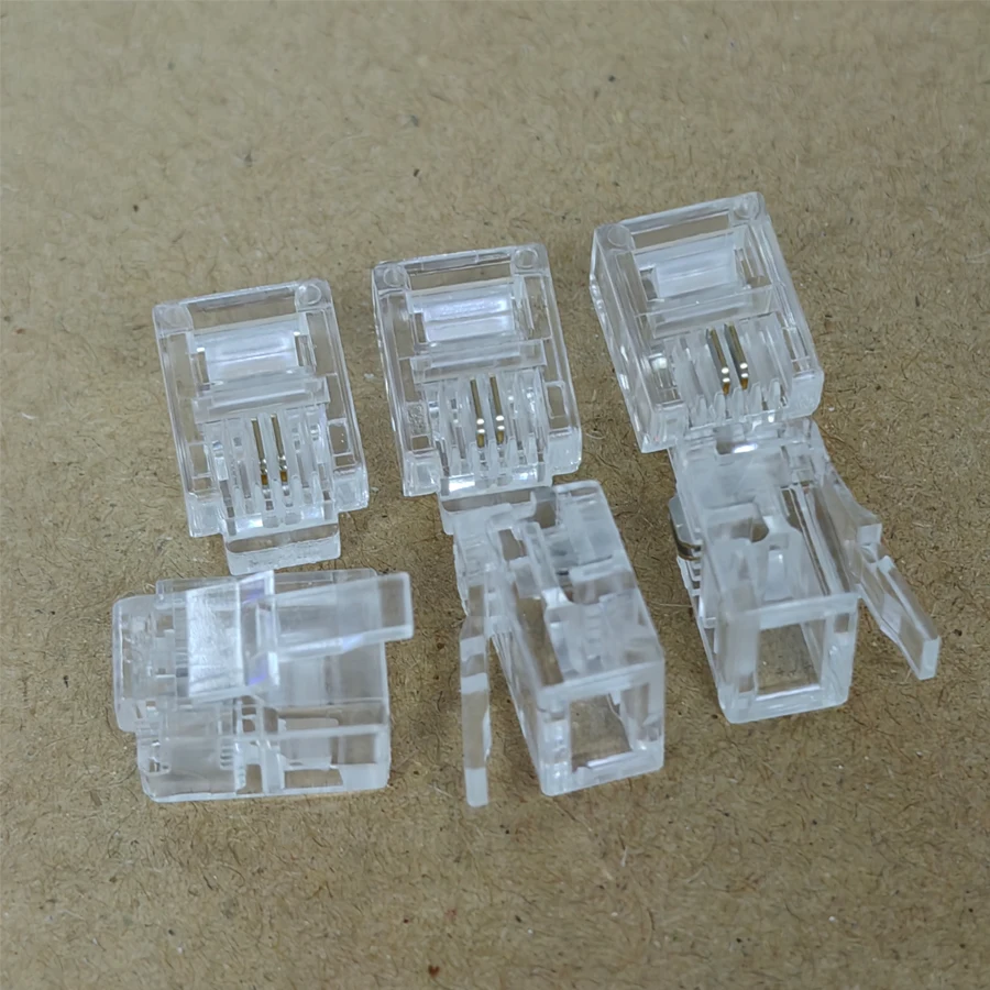 

1000pcs/Lot RJ11 6P2C Modular Plug Network Cable Connector Clear 2P For Telephone