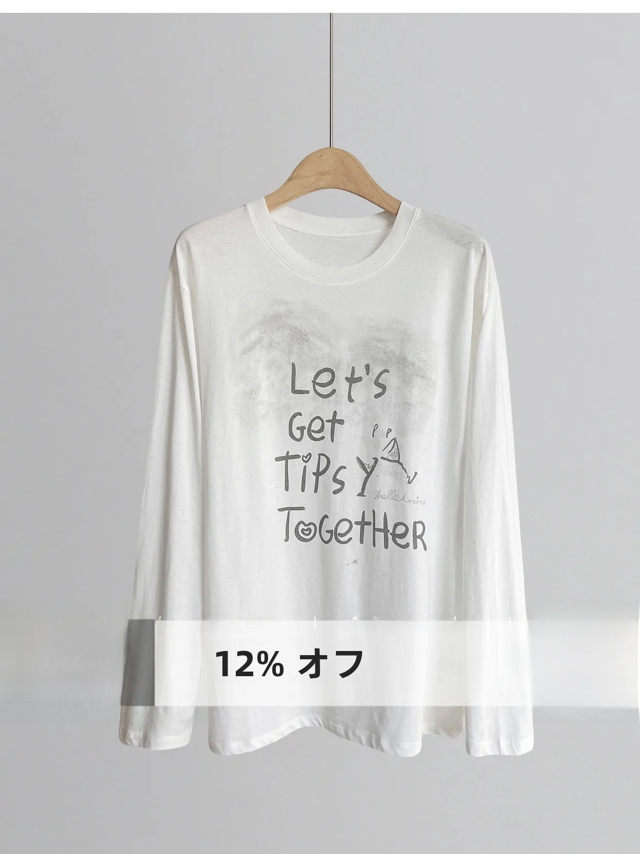 

Korean Faion Cotton Linen Long Sve T-irt Women's round Ne Letter Print Commute Sle Loose Fit Winter Collection