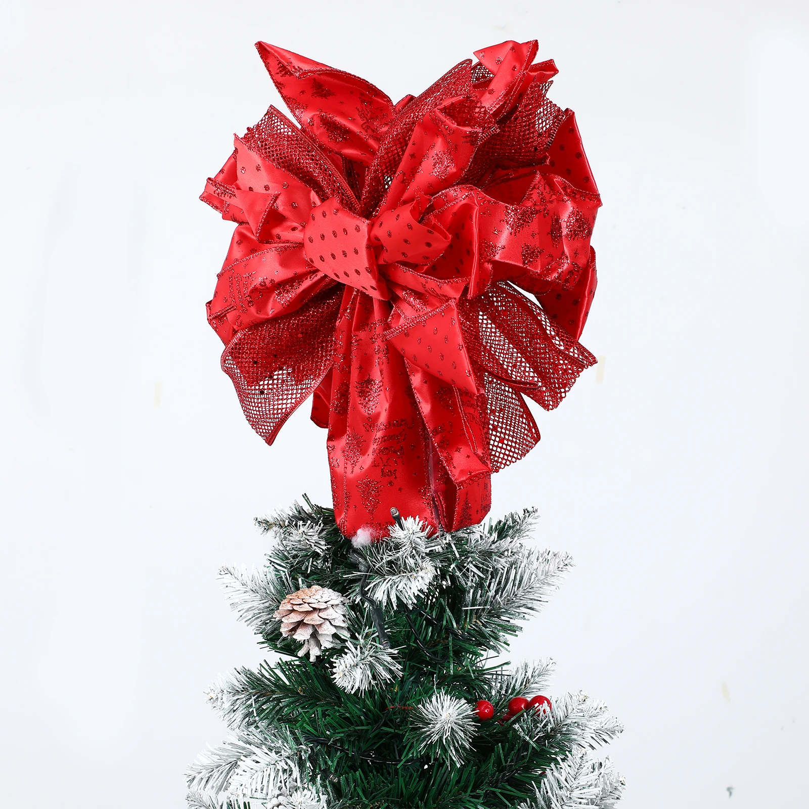 

Tree Bowknot Decor Treetop nament Large DIY Home Christmas Tree Topper Party Festival Christmas Adornment