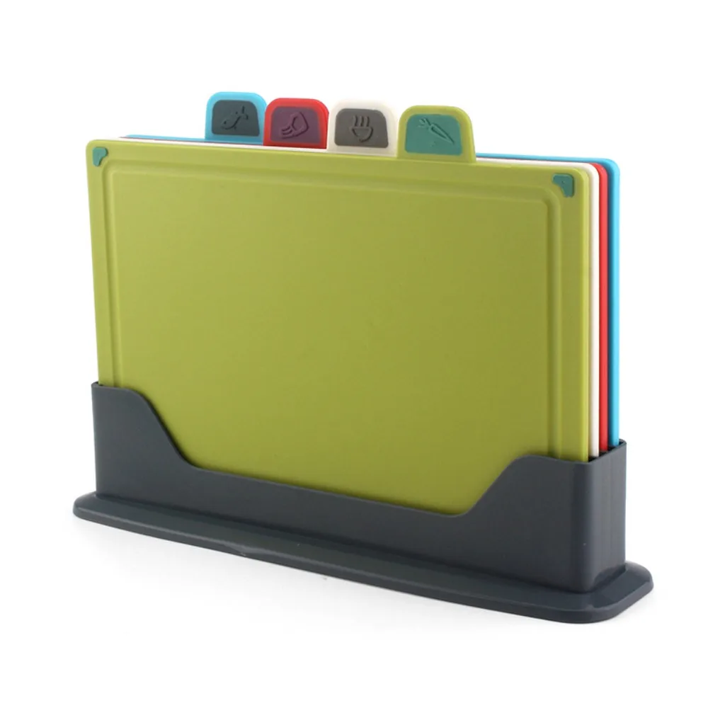 

Набор разноцветных разделочных досок из 4 предметов — антимикробный и противоплесеничный полипропиленовый пластик, с цветовой кодировкой для мяса, овощей, рыбы, птицы