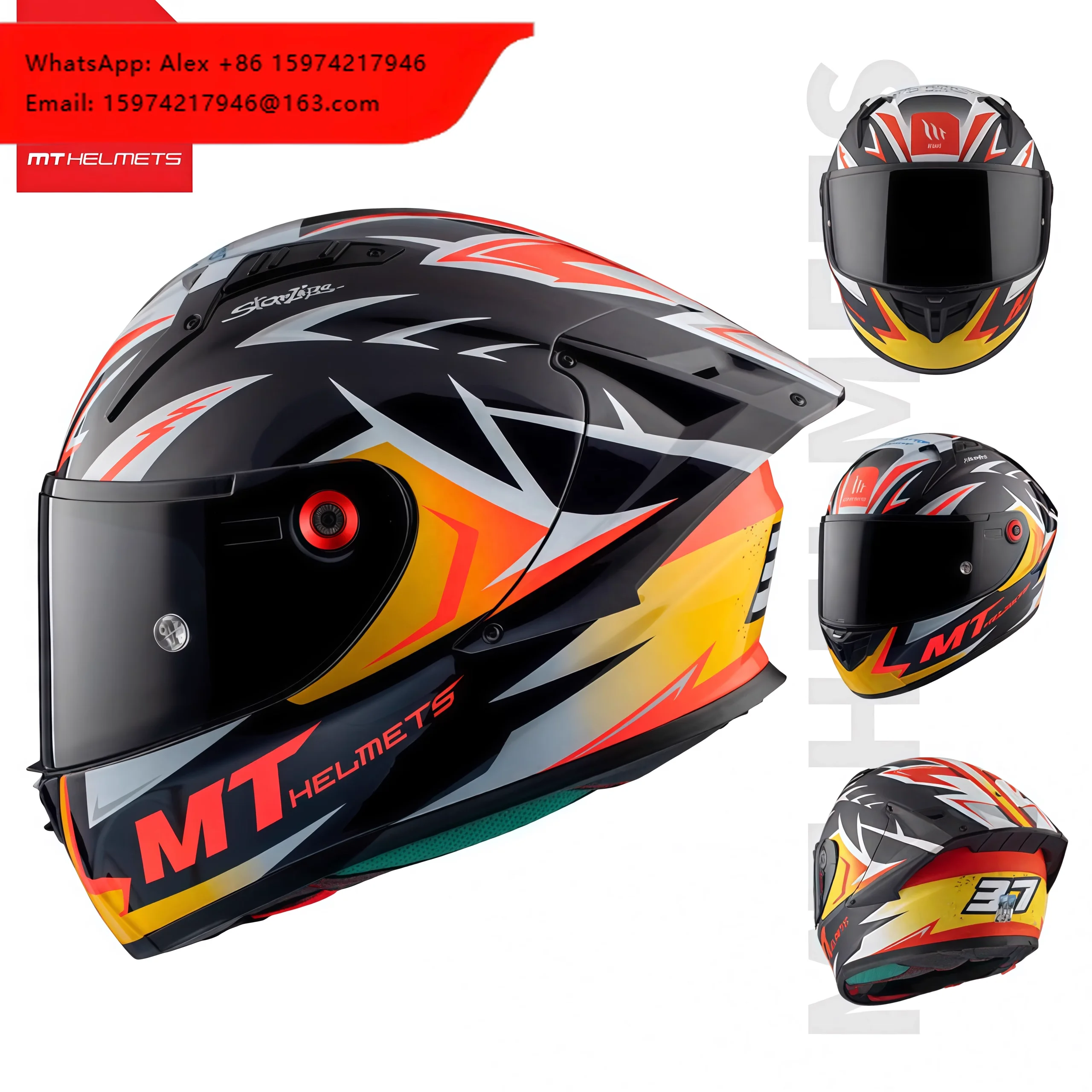MT KRE+ New Unisex Carbon Fiber Full-face Track Helmet Quick Release Lightweight ABS Material All-Season Motorcycle Helmet
