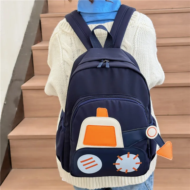 Jardim de infância bebê mochila, engenharia carro, meninos, bonito e leve, nome personalizado, saco de livro infantil, novo