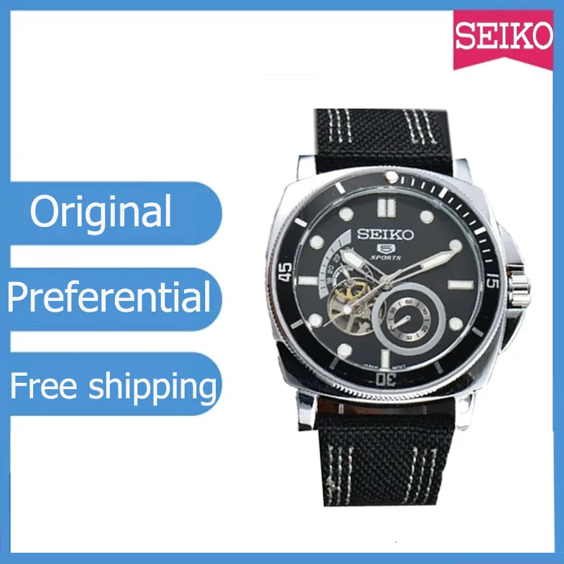 Original SEIKO 5 Mechanical Watch  Automatic  Men\'s Canvas with Luminous Men Watch Luxury Fashion Dial  Ladies  Women Waterproof