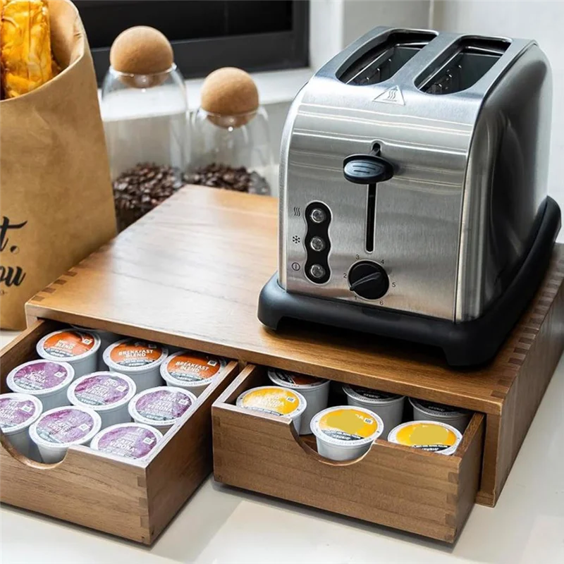 PORK-Coffee Capsule Storage Box, Coffee Pod And Tea Set Storage Rack Drawer Coffee Machine Stand