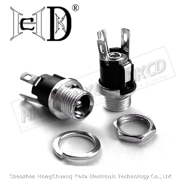 5pcs DC-025M 5.5x2.1mm 5.5x2.5mm Threaded Panel DC Barrel Jack 2Pin Solder Lug Power Socket with Nut Washer