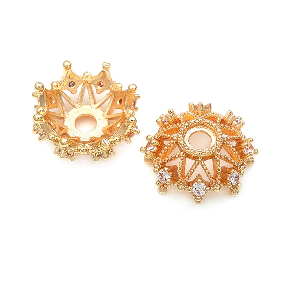 8MM 10MM 12MM 14MM 16MM 18K Gold Farbe Messing Blume Perlen Kappen Hohe Qualität Halskette Ohrringe Schmuck Zubehör – Detail 30