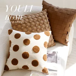 30x50/45x45cm Cream Nordic Polka Dot Brown French Throw Pillow Cover Light Luxury Cushion Cover Living Room Sofa Bed Pillow Case