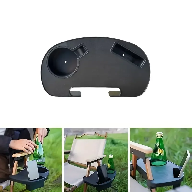 

Outdoor Folding Deck Chair Cup Holder Tray Stand With Water Cup Slot And Mobile Phone Slot Deck Chair Accessories