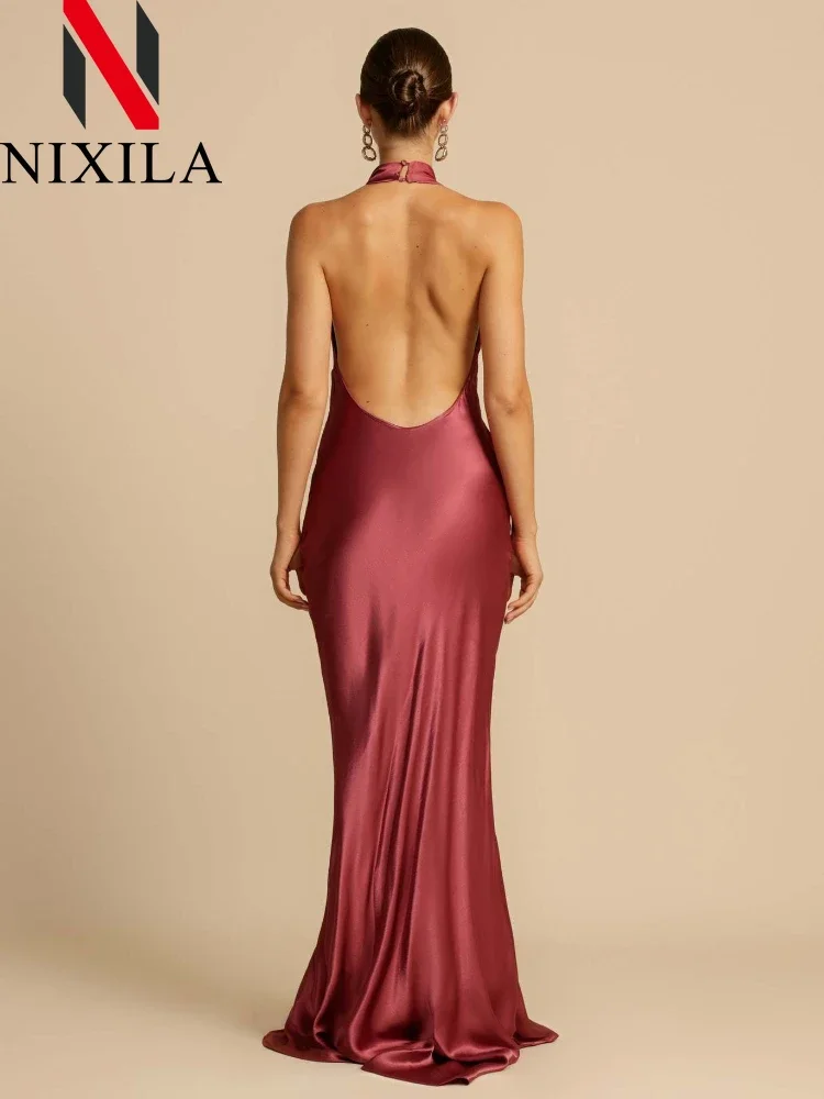 夏のサテンノースリーブミディドレス女性のセクシーなスリップイブニングパーティードレスエレガントなストリートロング女性のファッション新着