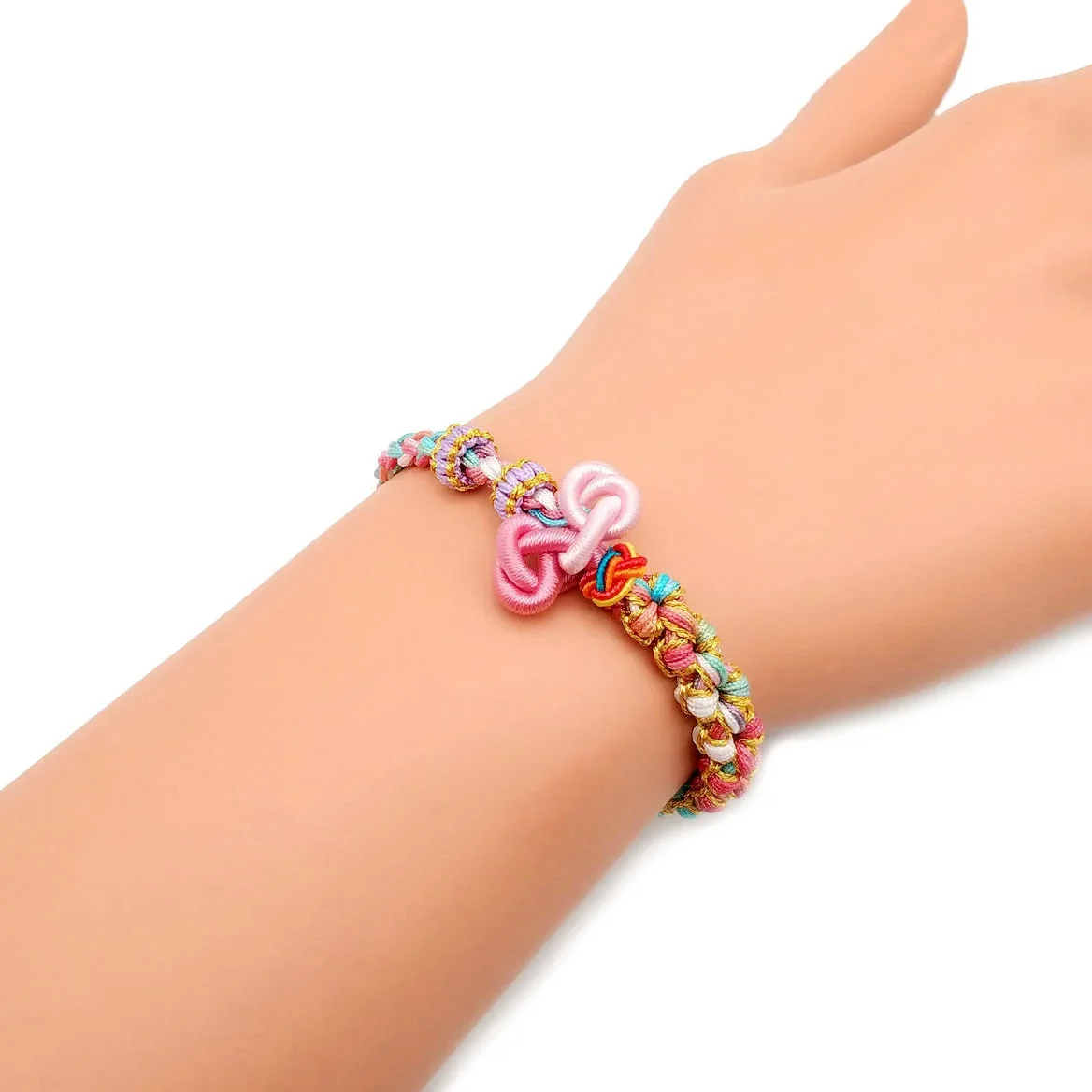 Multicolor Peach Flower Bracelets Flower Cotton Thread Hand-knitted Romantic Wen-Chang Tie Rope Literary Artistic Style Bracelet