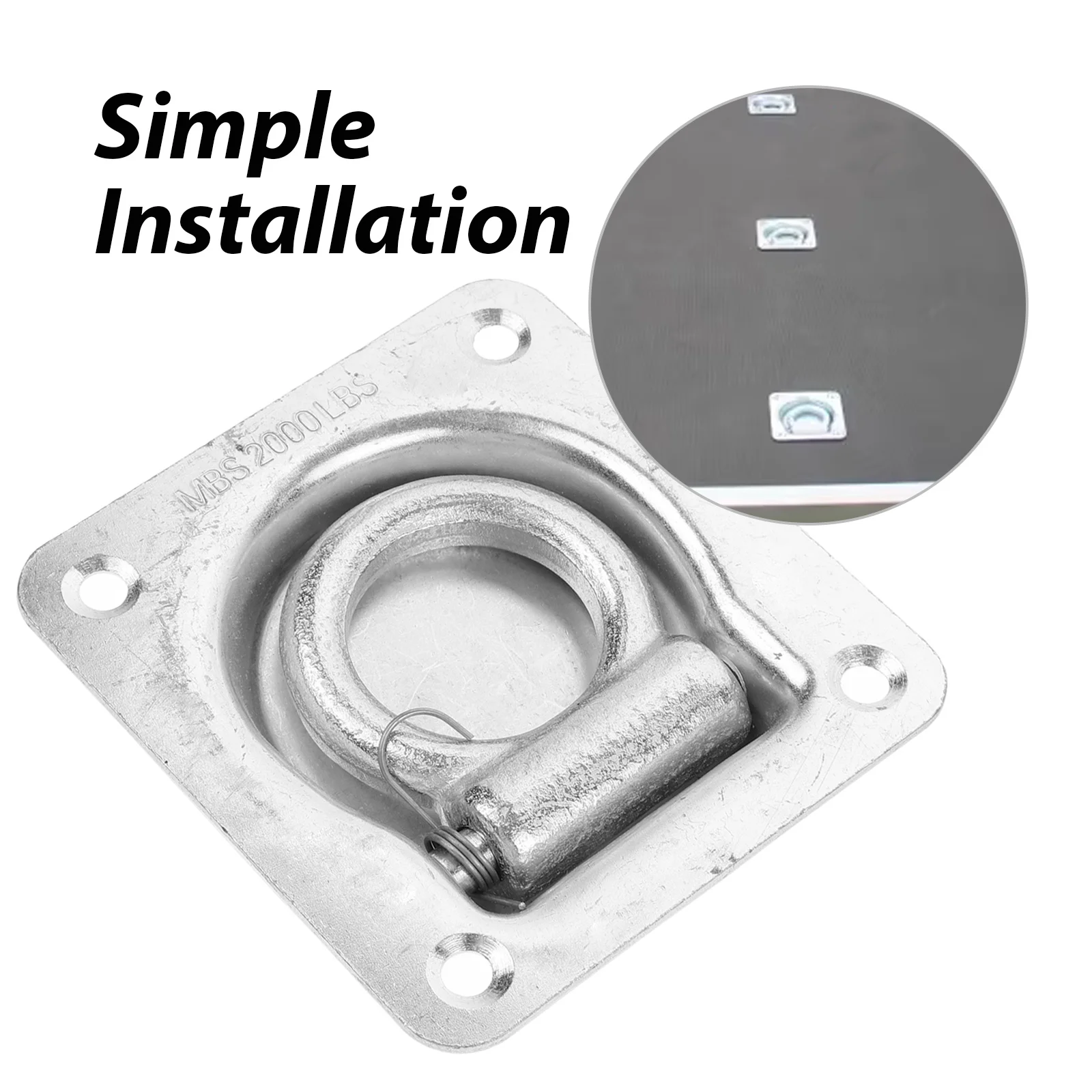 

Trailer Tie Down Anchor Flush Boat Floor Handle Hatch Door Latch Auto Reset Heavy Duty Metal for Box Trucks Marine Use