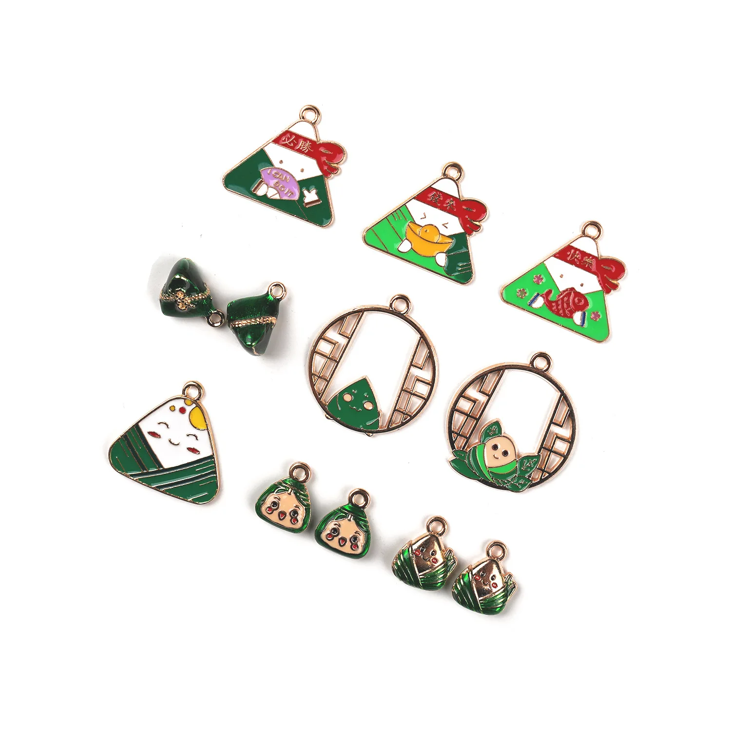 10pcs/Lot Dragon Boat Festival Enamel Zongzi Charms for DIY Earring Necklace Jewelry Handmade Pendant Making