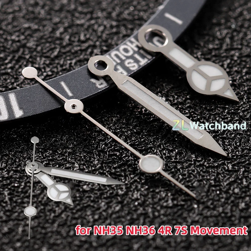 NH35 Silver Grey Hands Green Luminous Watch Hands for NH34 NH35 NH36 4R 7S Movement Ghost Watches Pointers Watch Accessories
