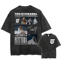 Tini Stoessel Futtura álbum Tour 2025 camisetas gráficas hombres mujeres ropa moda camisetas estéticas Vintage lavado acogedor camiseta