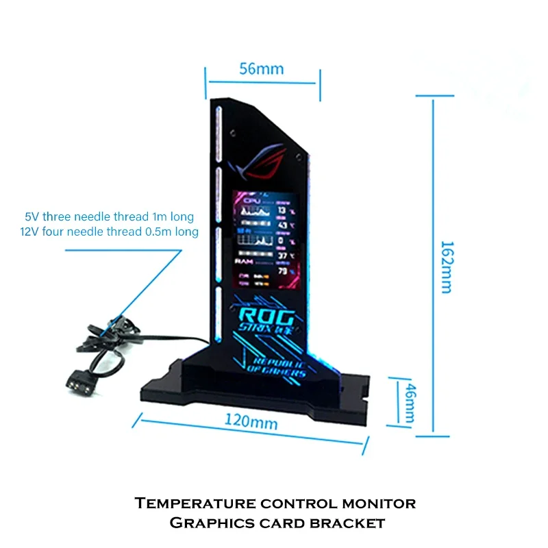 Rgb Verticale Gpu Beugel Rog Msi Gundam Met 2.4 Inch Led Scherm Grafische Kaart Ondersteuning Vga Houder Voor Mod Gamer kast 12V/5V