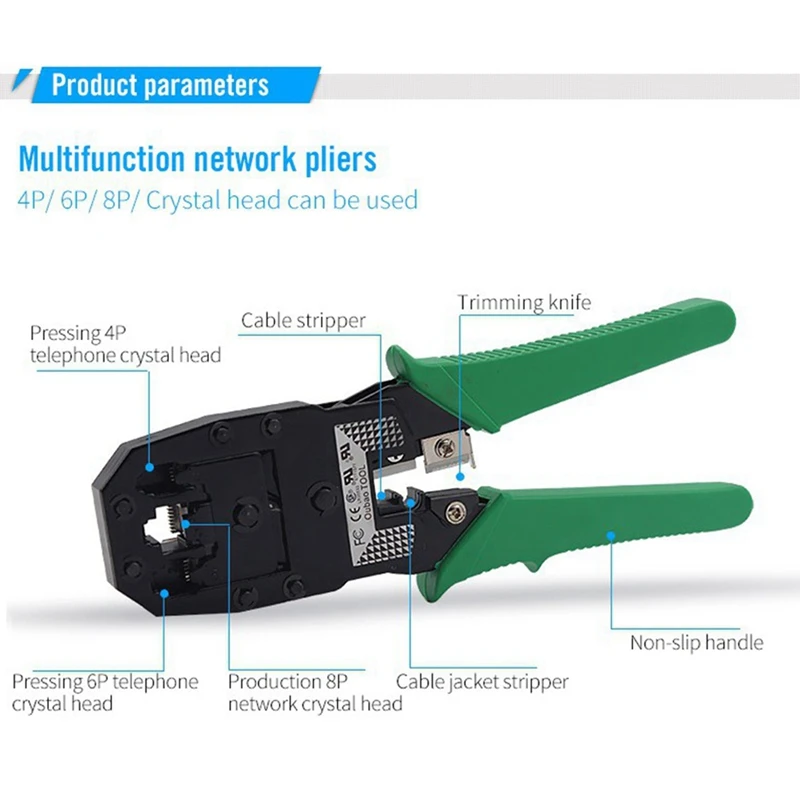 11Pcs Network Tester Network Cable Clamp Combination Kit Crimping Pliers Stripper Portable Network Repair Tool