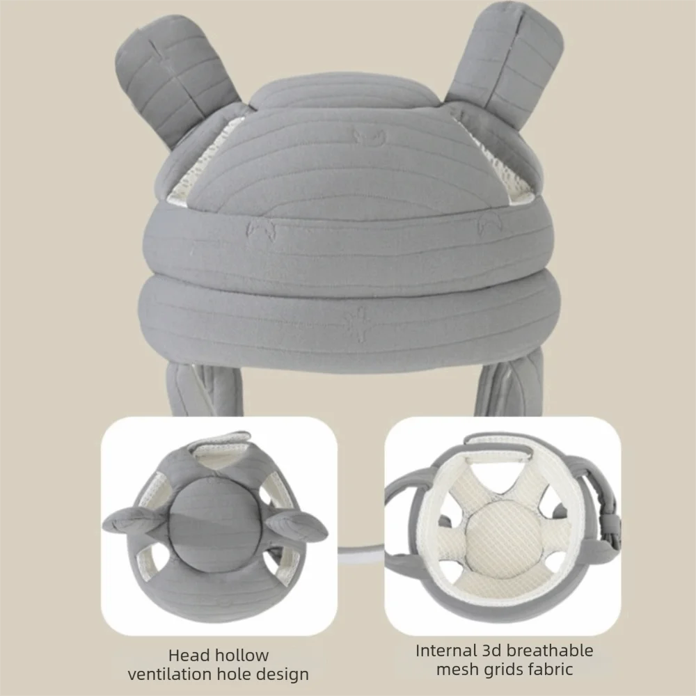 

Мягкий защитный шлем для малышей с регулируемыми ремнями, легкий, с милыми ушками медведя, предотвращающий падения