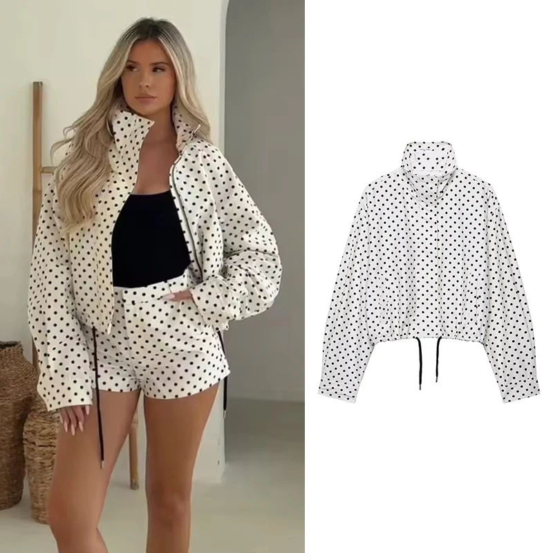 

Fashion Jackets Autumn Women's 2025 New Dot Elegant Loose Long-Sleeved Warm women's Jackets Coat Street Chic Young Autumn Coats