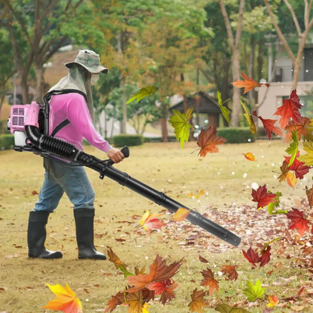 1 Set Backpack Leaf Blower, 52CC Convenient 2-Stroke Snow Blower, Professional Easy Starting Pink Gas Blower for Lawn Care