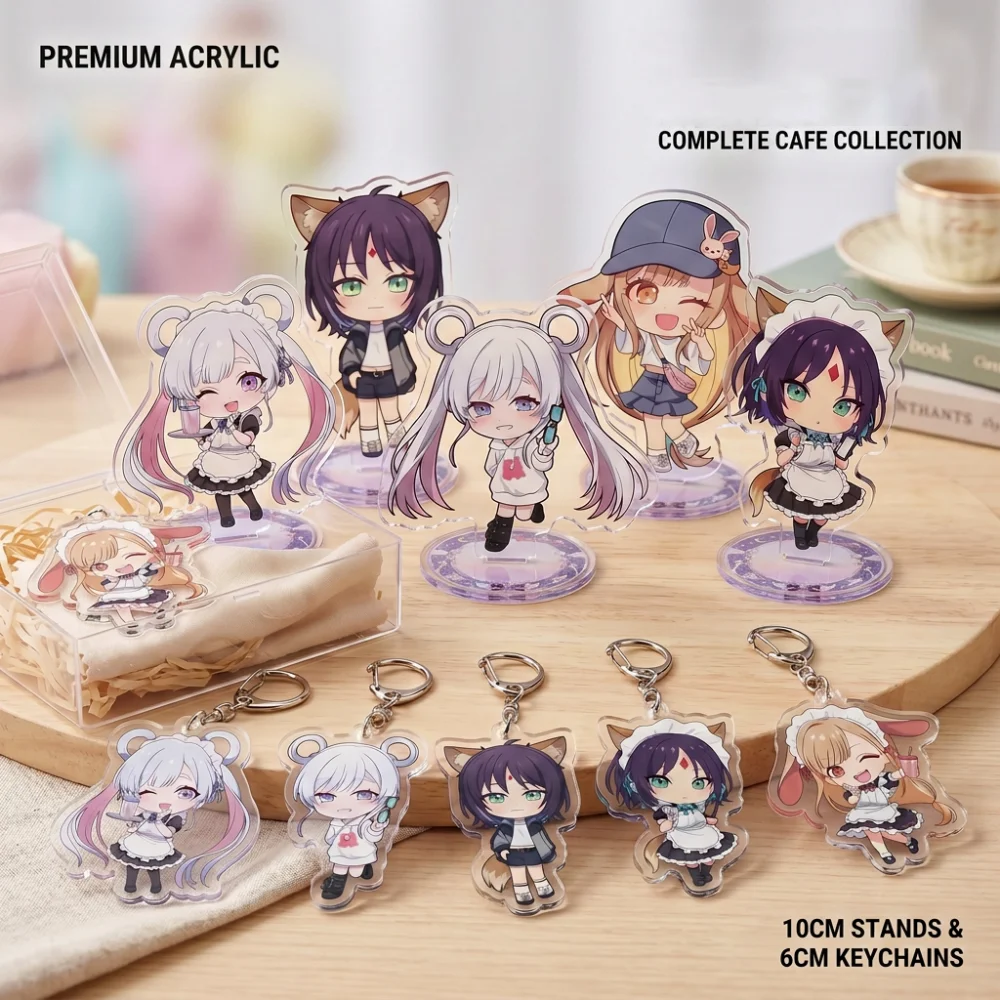 

Chrono Kaguya 10cm Acrylic Stand 6cm Keychain Double Sided Cute Kawaii Cafe Maid Chibi Desk Decor Bag Pendant Anime Fan Gift