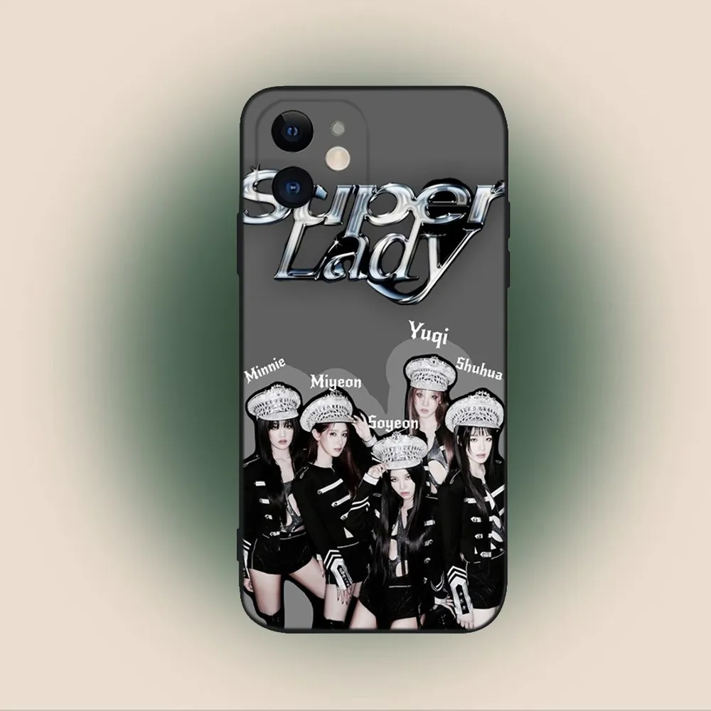 Kpop G idle Super Lady  Phone Case For iPhone 15,14,13,12,11,Plus,Pro Max,XS,X,XR,SE,Mini,8,7 Soft Silicone Black Cover