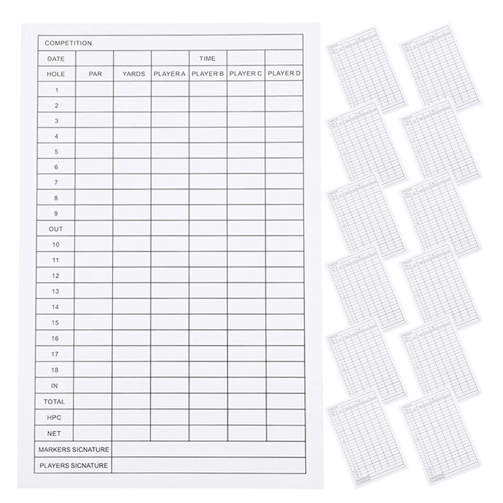 18Pcs Golf Scorecards Portable Coated Paper Score Recording Cards Clear Numbers Convenient Record Keeping Tool for Golf