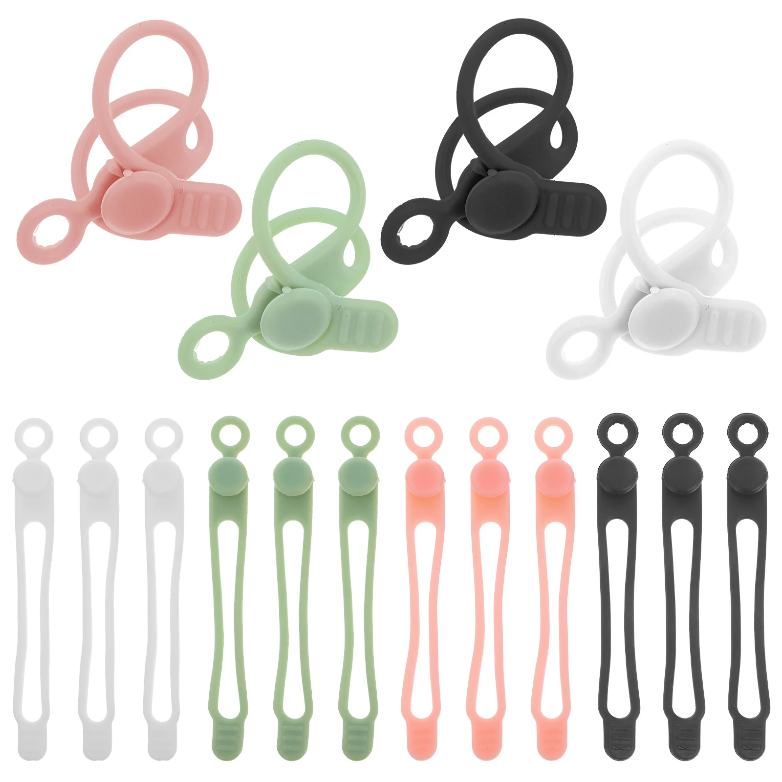 

24pcs Silicone Cable Ties Wire Organizer Cord Holder Reusable Cord Management Strap For Usb Data Cables Zip Tie Wire
