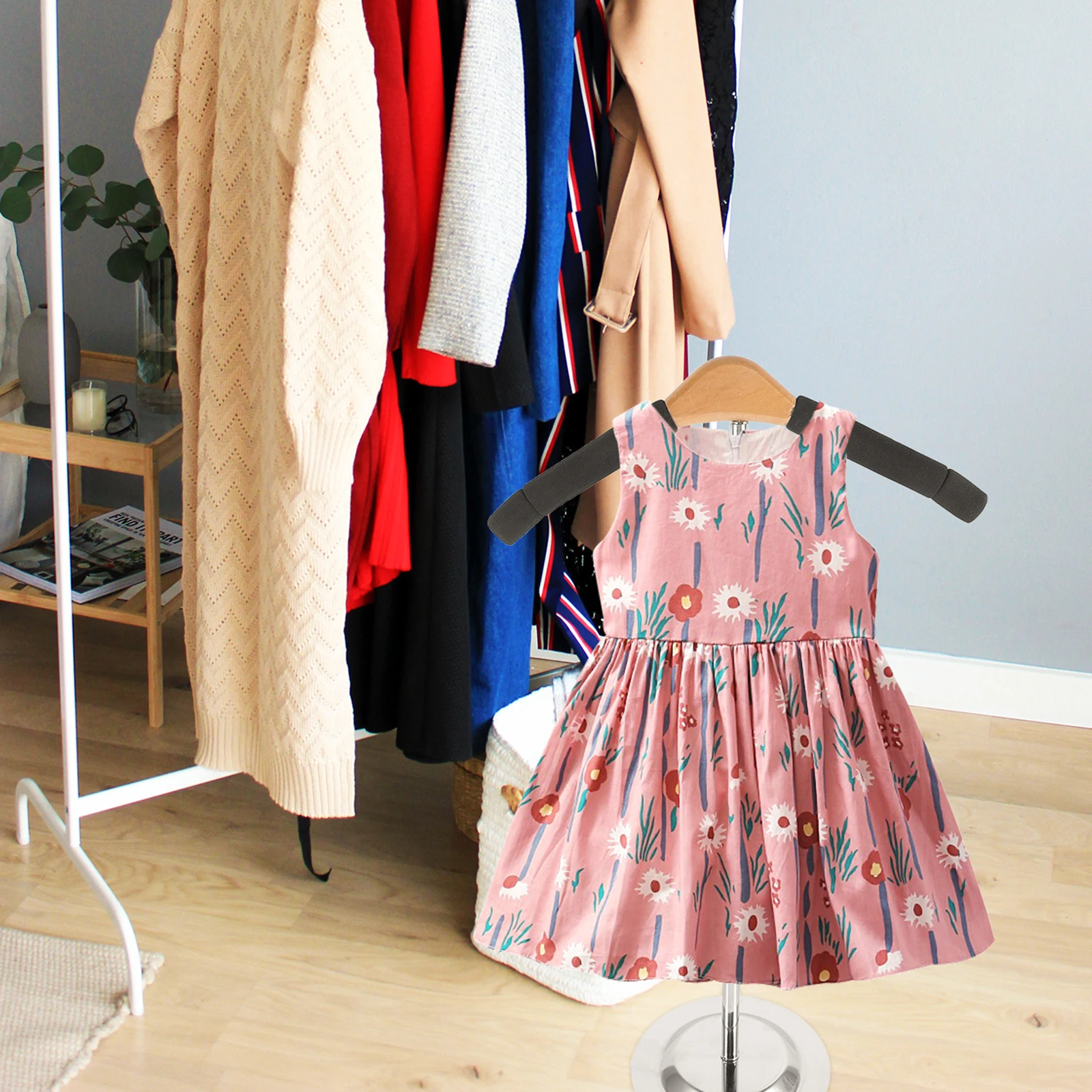 

Children's Clothing T-shaped Rack Stand Small Kids Clothes Display Black Color Dress Support Smooth Surface Safe for Kids