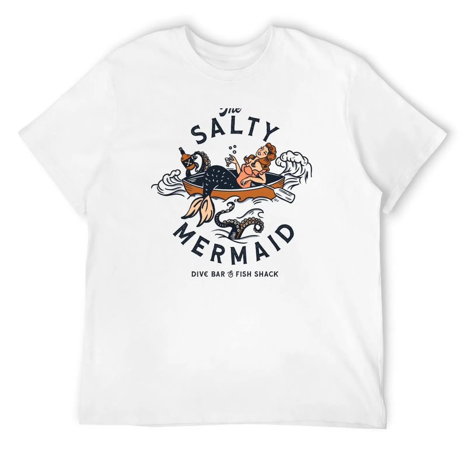 

The Salty Mermaid Dive Bar & Fish Shack Cool Retro Mermaid Travel Design T-Shirt anime stuff compression shirt men