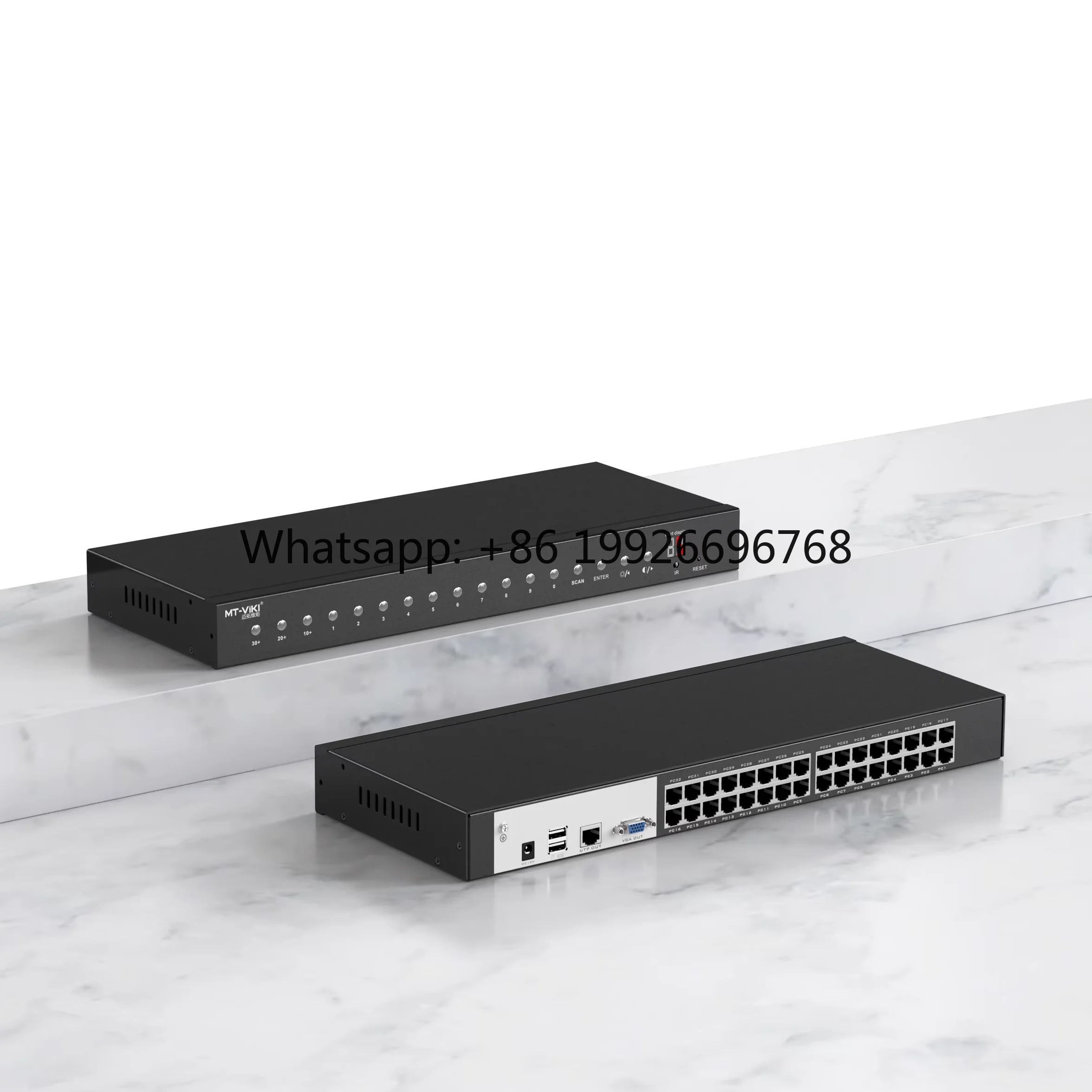 32 Port KVM Switch Over Ethernet + VGA to RJ45 Adapters,  1U Rack Extender KVM Switch Console by Cat5e 6 7 LAN Port