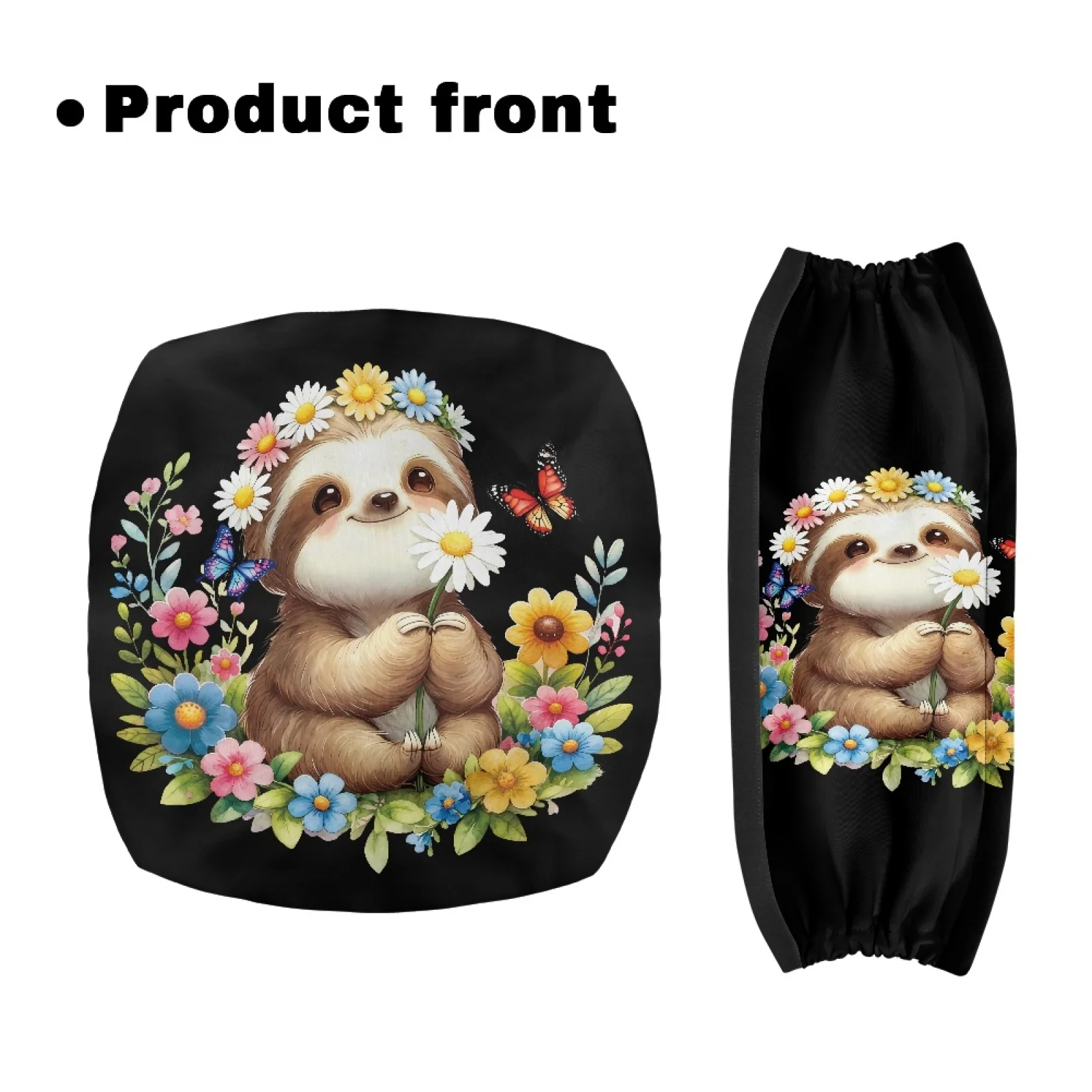 Coloranimal Cute Sloth Floral Print 2 Pieces Set Rollator Walker Seat Cover for Senior Ladies Walker Seat Cushion New Trend