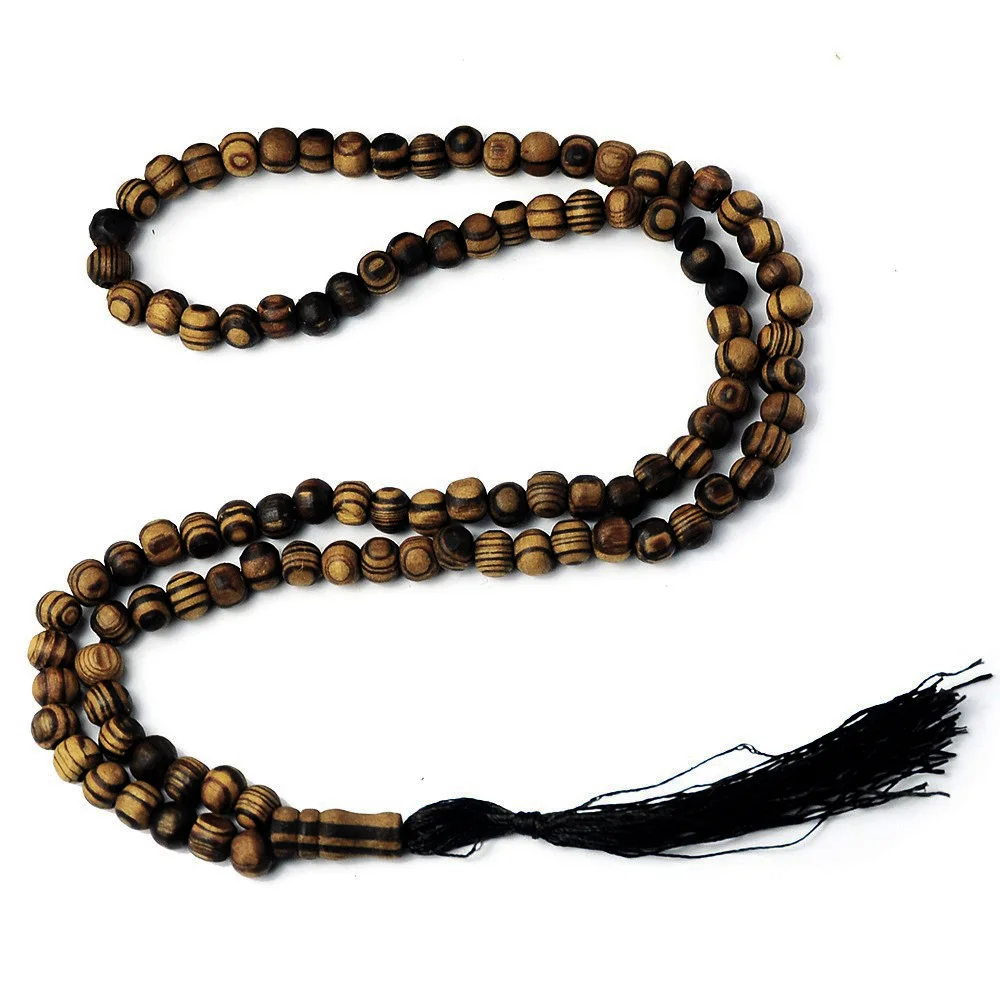 VILLWICE الصلاة الإسلامية حبة سوار 8 مللي متر Tasbih 99 مسبحة خشبية الصلاة سلسلة مع اندونيسيا الدين مجوهرات مسلم هدية #4