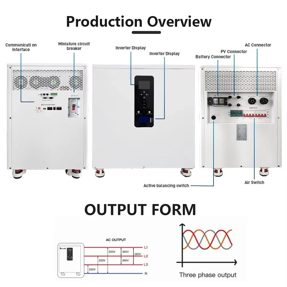 All‑in‑one Solar Energy Storage Unit Built‑in Hybrid Inverter Active Balancer WiFi Module Off‑Grid Power Supply