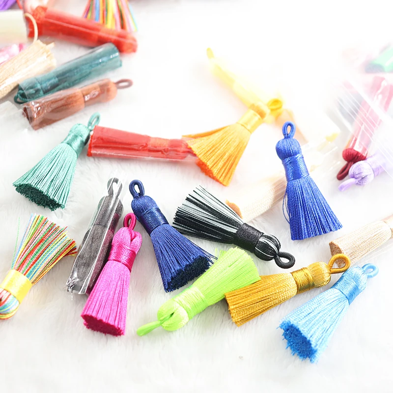 5/10PCS 4cm 28 color Silk Tassel Polyester Vertical Tassel Decoration Crafts DIY Jewelry Sewing Curtain Supplies Accessories