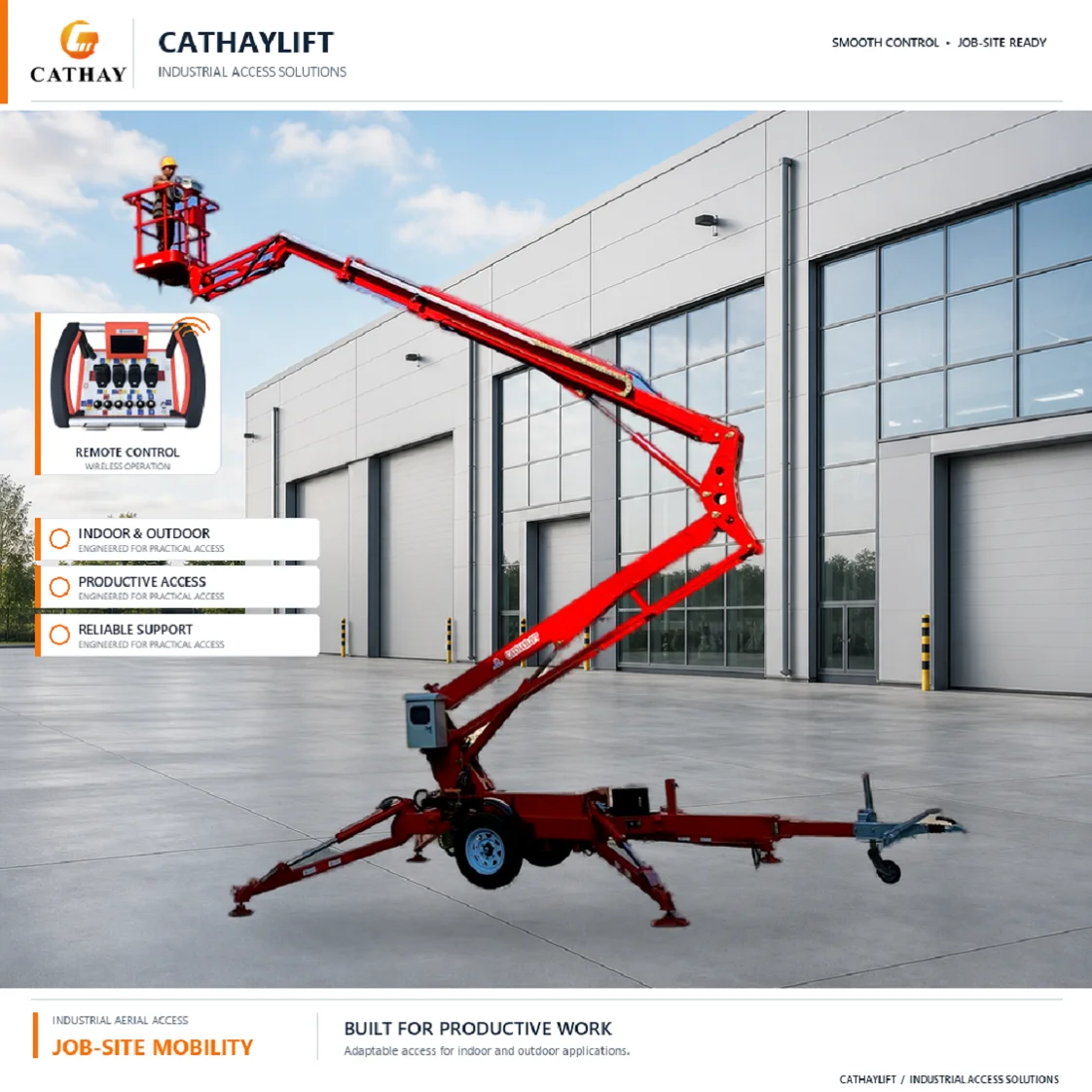 CE Certified High Performance Cathaylift Crawler Lift with Electric Power 30m Max Platform Height Shandong Made