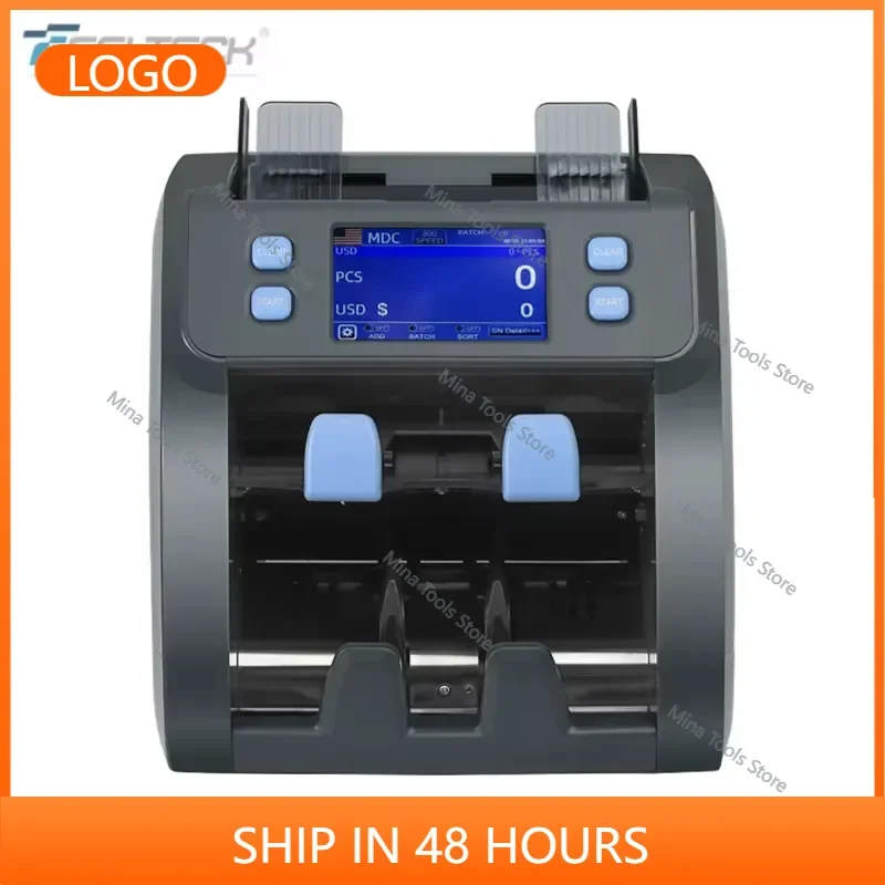 Feelteck 2026 High Performance Mixed Banknote Sorter with 4.3 Touch TFT Display 2CIS & UV Detection Large Hopper for Bank Use