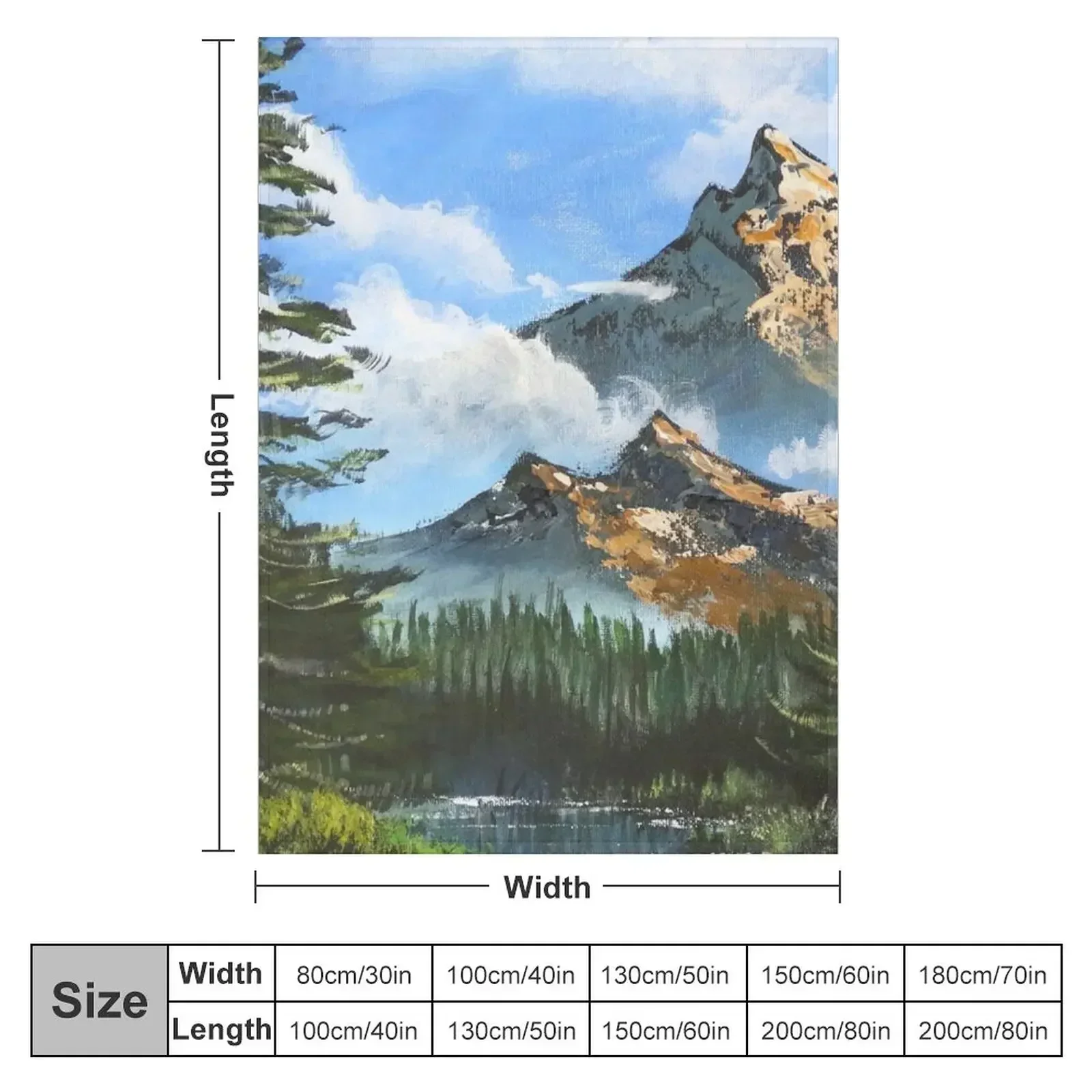 Bob Ross Inspired Landscape - Mountain Art Throw Blanket Soft Big Blankets For Sofas Large Blankets