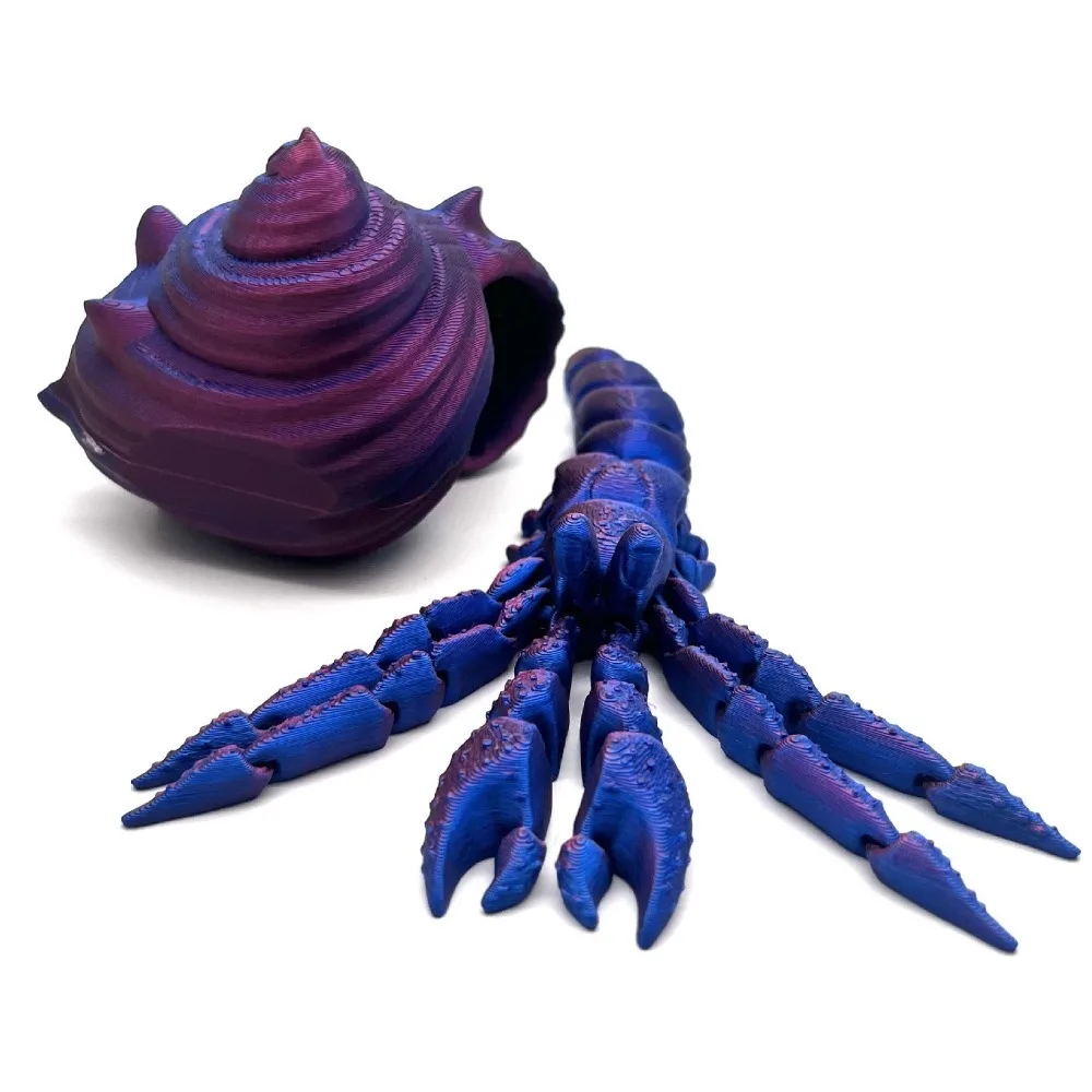 

Removable 3D Printed Hermit Crab Conch Shell Simulation 3D Printed Paguroidea 12/16cm Poseable Joints 3D Articulated Crab Toys