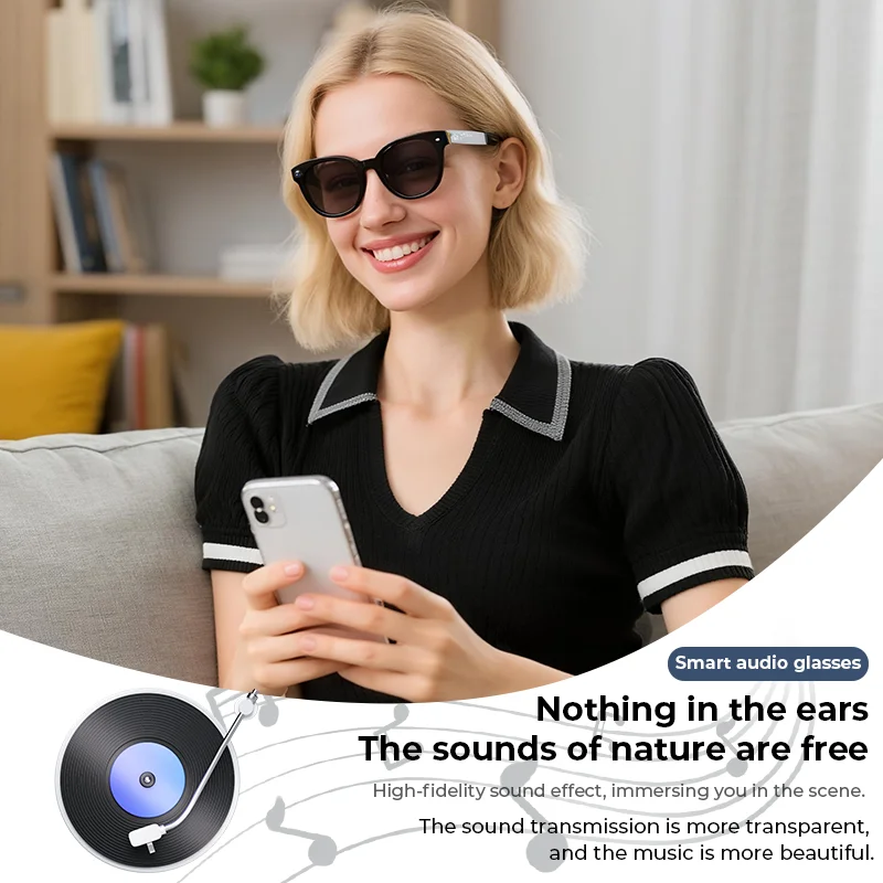 XIAOMIAO Gafas inteligentes Cámara 4K WiFi Bluetooth Gafas de grabación manos libres para ciclismo Correr Vlog con auriculares abiertos