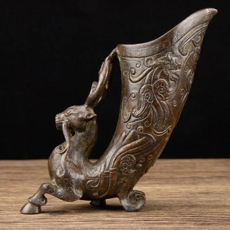 Exquisite deer head and dragon pattern , alloy vessel, imperial , vintage wine , noble cup, gift decora