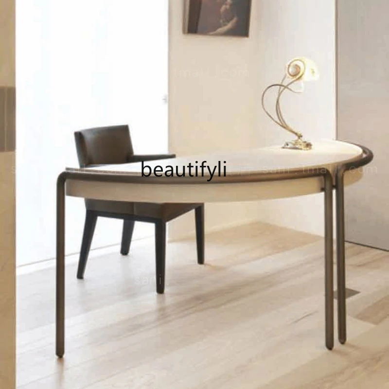 

Qiji Style Minimalist Desk Semi-Circular Writing Desk Home Villa Balcony Leisure Desk