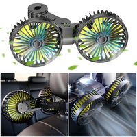12V/24V Auto Rear Seat Air Fan Dual Head USB Electric Seat Back Cooler 360 Degree Rotation 3 Speed Adjustable Car Interior Parts