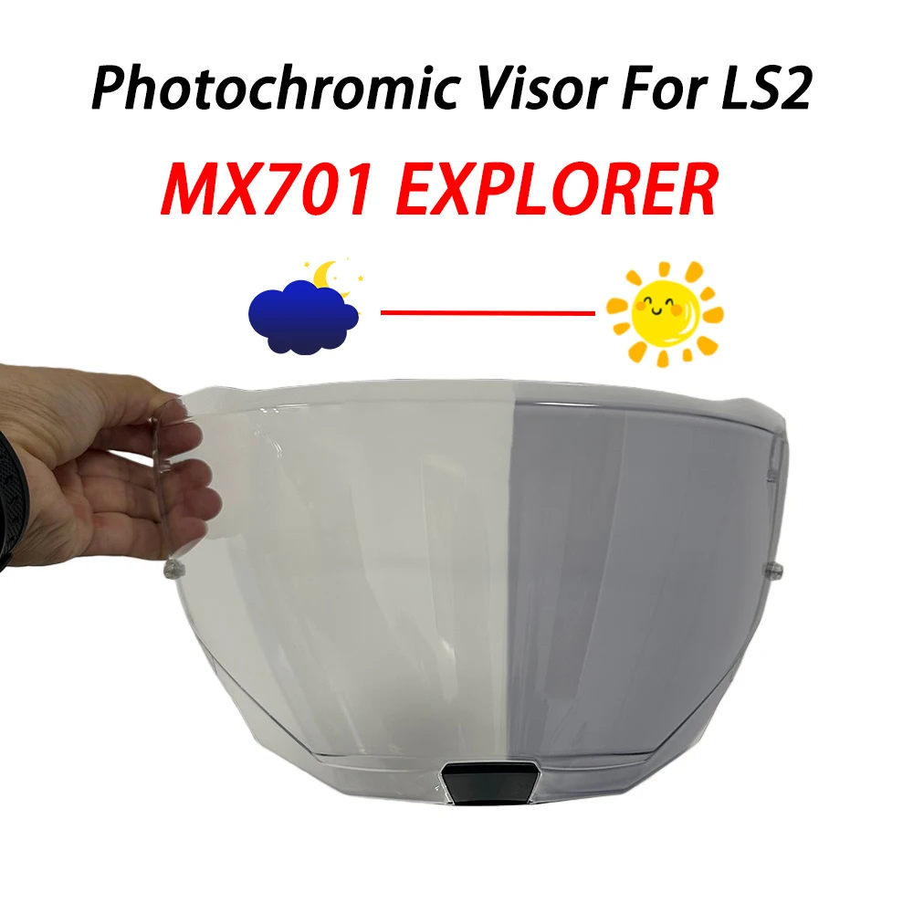 Photochromes Helmvisier für LS2 MX701 EXPLORER Motorradhelme Linsenschutz Glas Sucher Bildschirm Zubehör