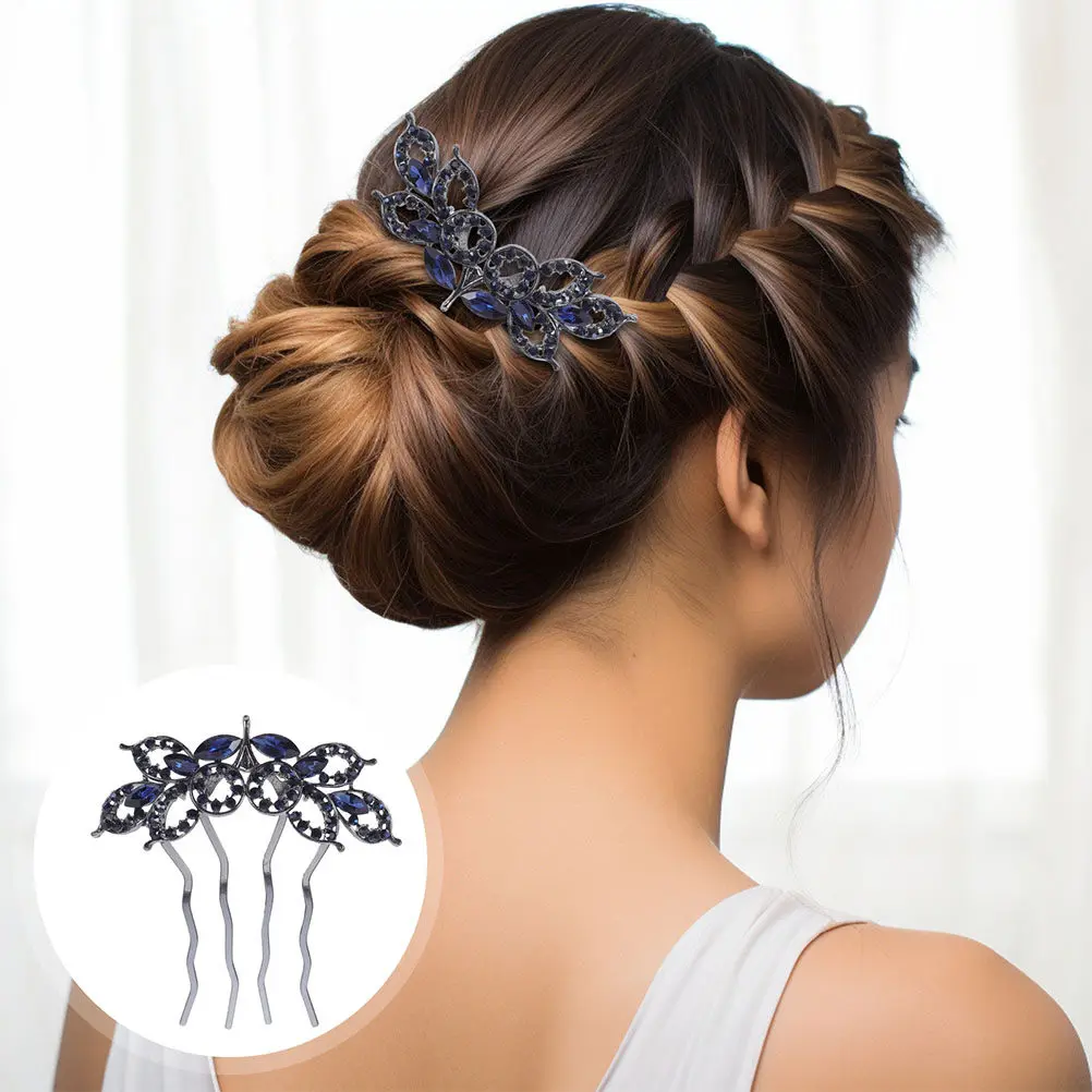 

2Pcs Elegant Rhinestone Tiara Hair Comb Alloy Decorative Side Comb Bridal Shower Bridesmaid Birthday Mother's Day Hair Jewelry