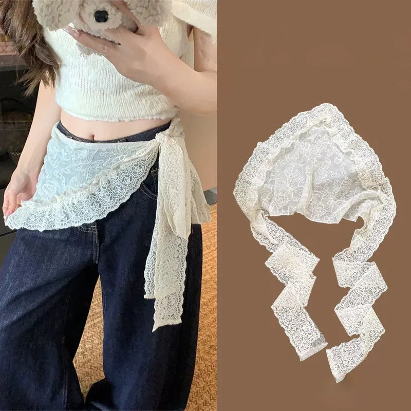 

Ladies' Headscarf New French Lace Sweet Kawaii Gentle Elegant Headwear Hair Scaves Multi Functional Fashionable Versatile Belt