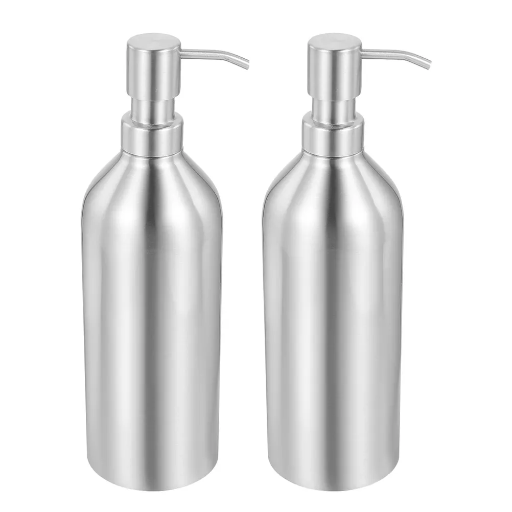 

2pcs Stainless Steel Soap Dispenser Refillable Liquid Lotion Shampoo Bottle For Bathroom Kitchen Home Hotel Use
