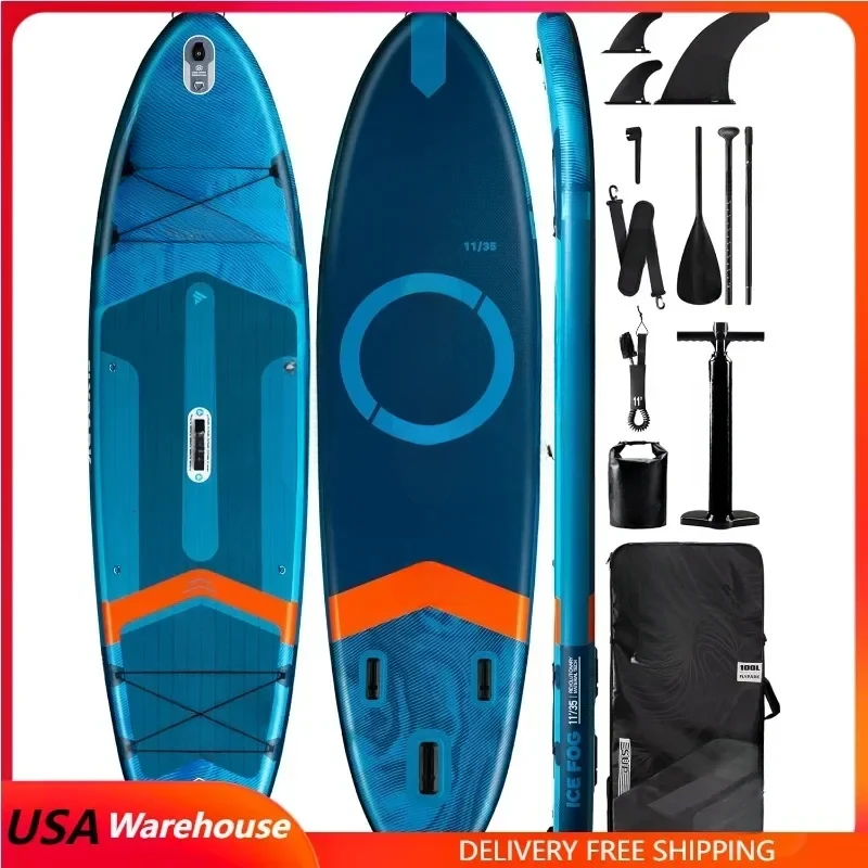 

Fishing/Family Inflatable Paddle Board, Extra Wide SUP Paddleboard Inflatable, Stable Stand-Up Paddle Board Kayak seat