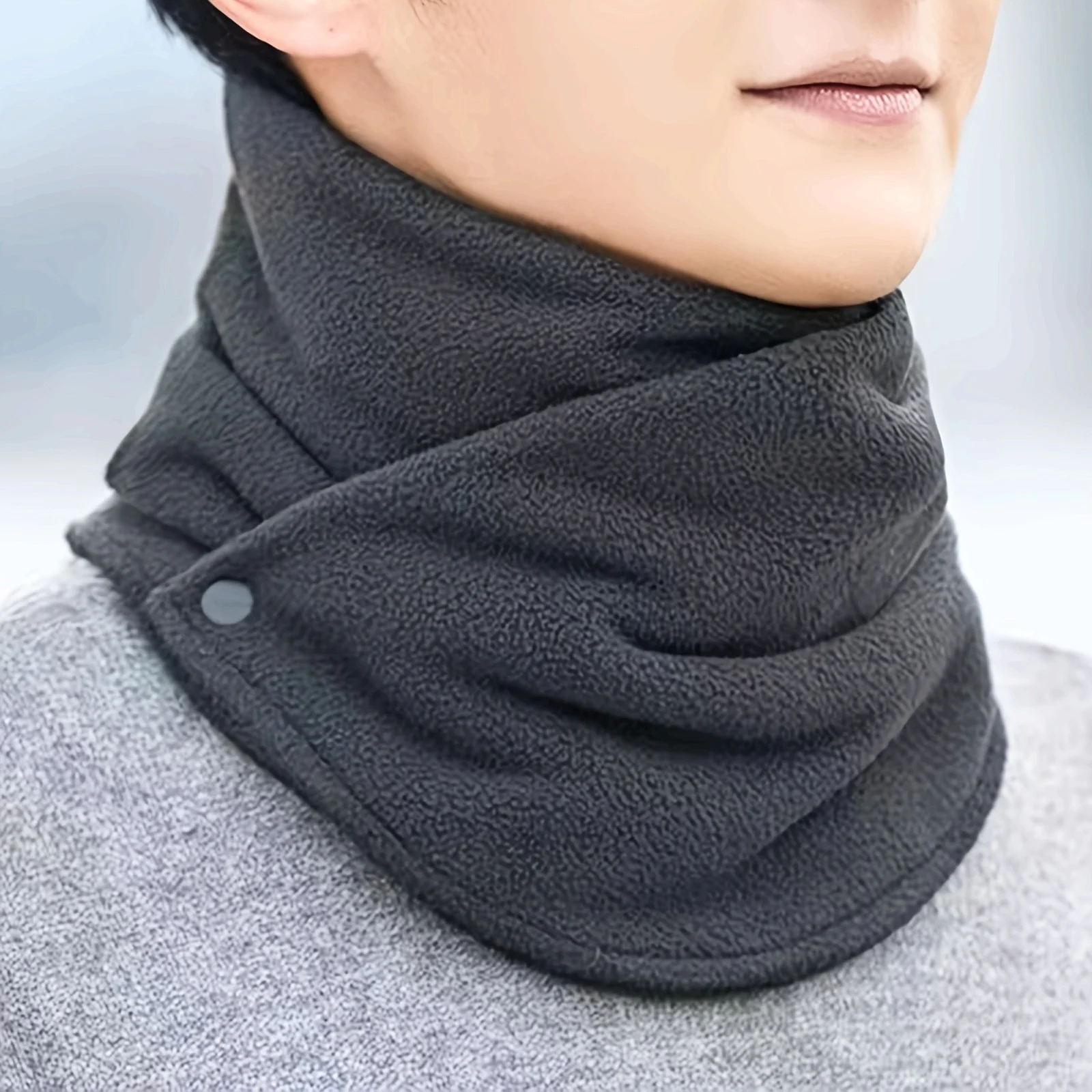 1 Stück Winter-Halsmanschette mit Fleece-Futter – Unisex, winddicht, warm, für Radfahren und Outdoor, Herren und Damen, Winter-Halswärmer – Detail 1
